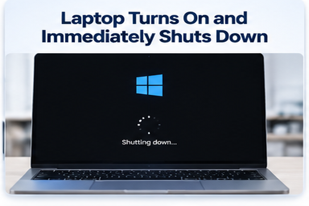 Laptop turns on and immediately shuts down