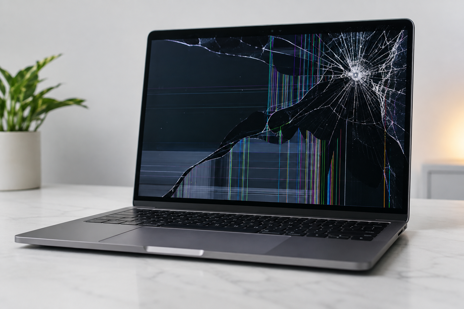 Broken or cracked laptop screen