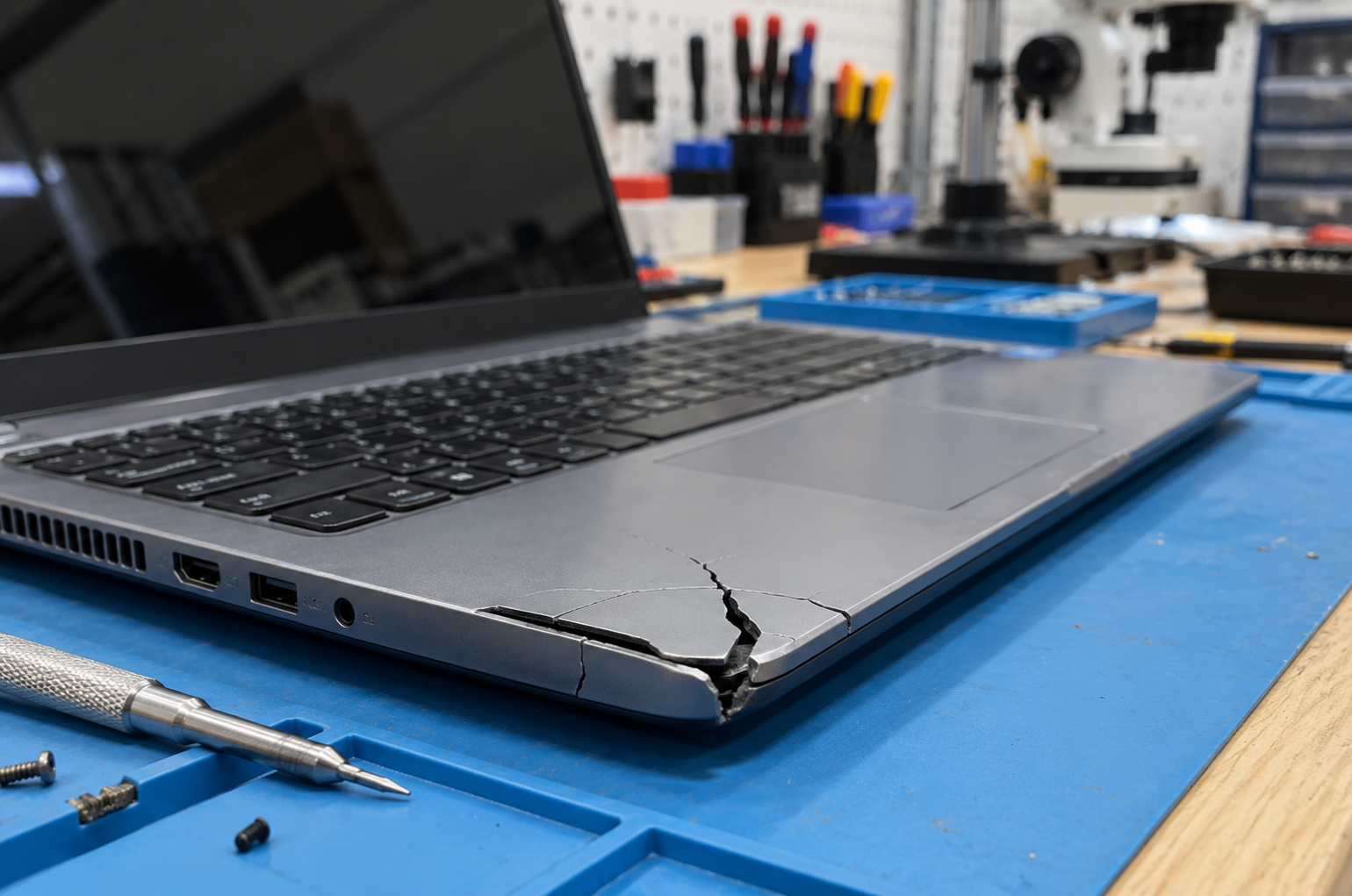Cracked laptop casing